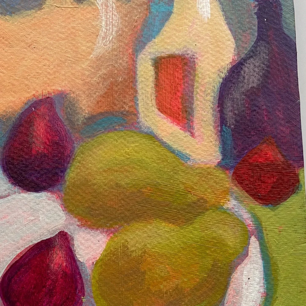 Colorful Garden Party Still Life - Original Canvas Art with Vibrant Florals - Picture 3 of 4
